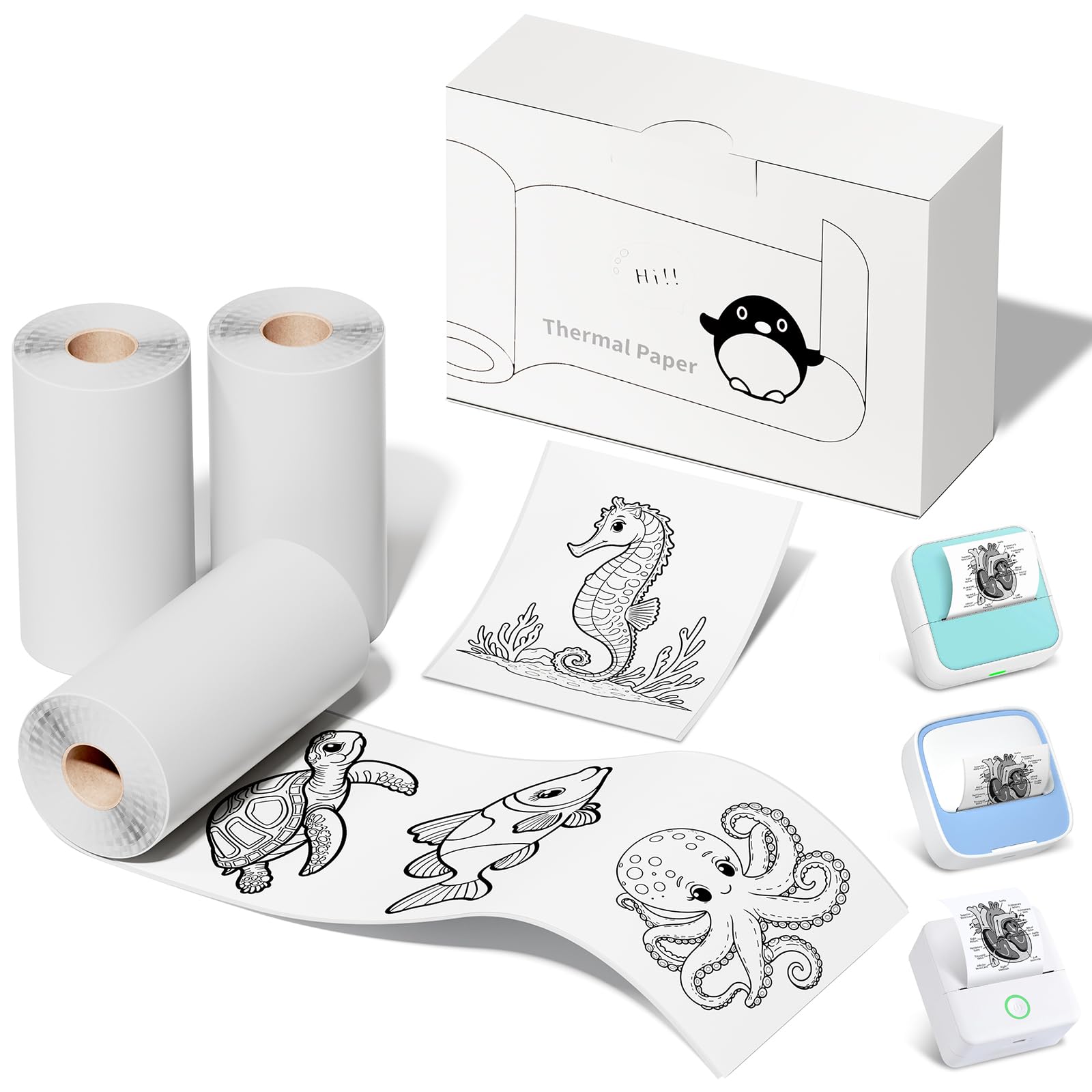 HiHTV Compatible with Anycash S1/ Memoking T02/iDPRT S1/Cudinham X6/Cabaro/HuiJuKeJi X5/JEPEE C9/Vretti TP6S Mini Sticker Printer Photo Paper, 57 x