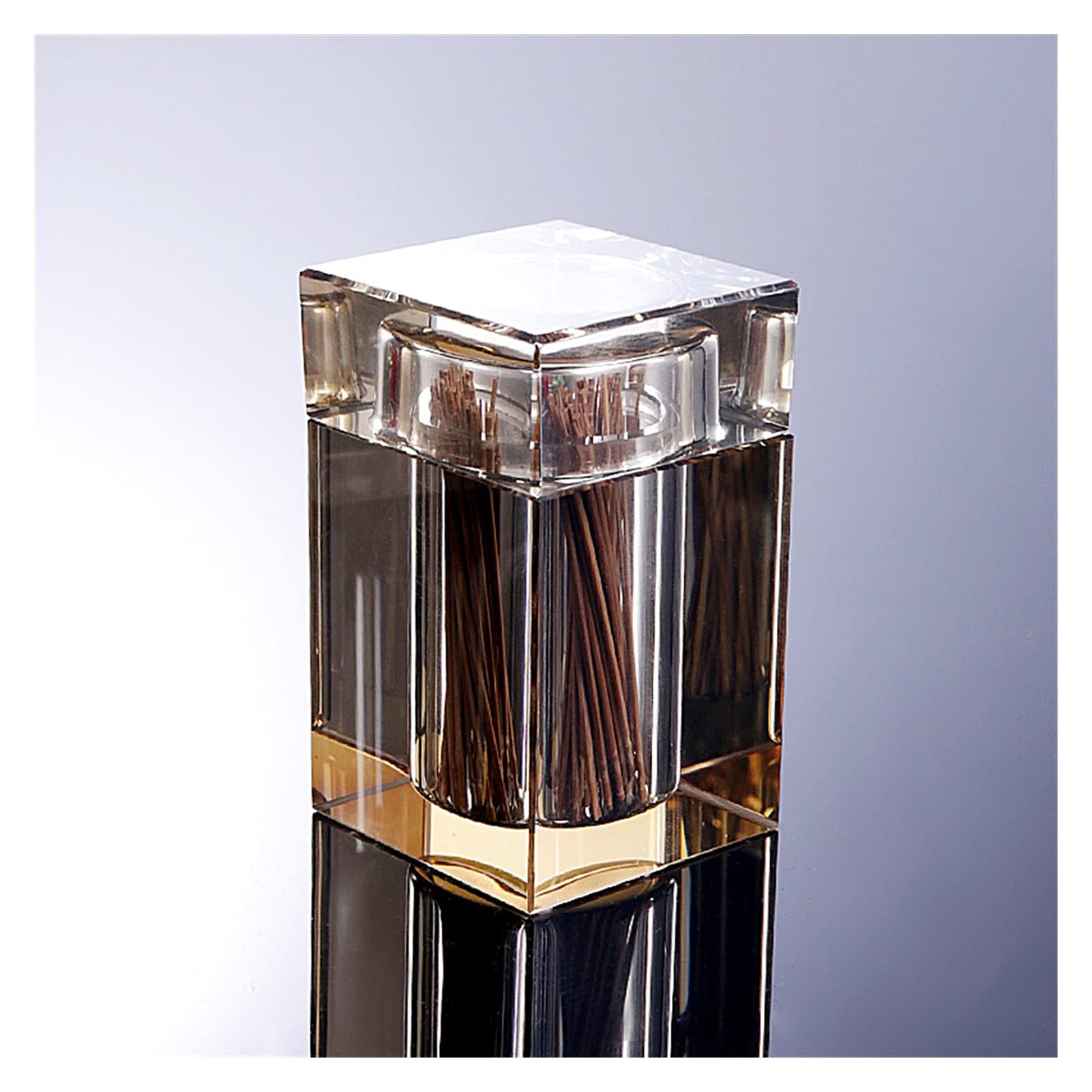GHKsdgET toothpick holder, Creative Glass Toothpick Storage Box - Elegant Cotton Swab Organizer for Bathroom & Kitchen