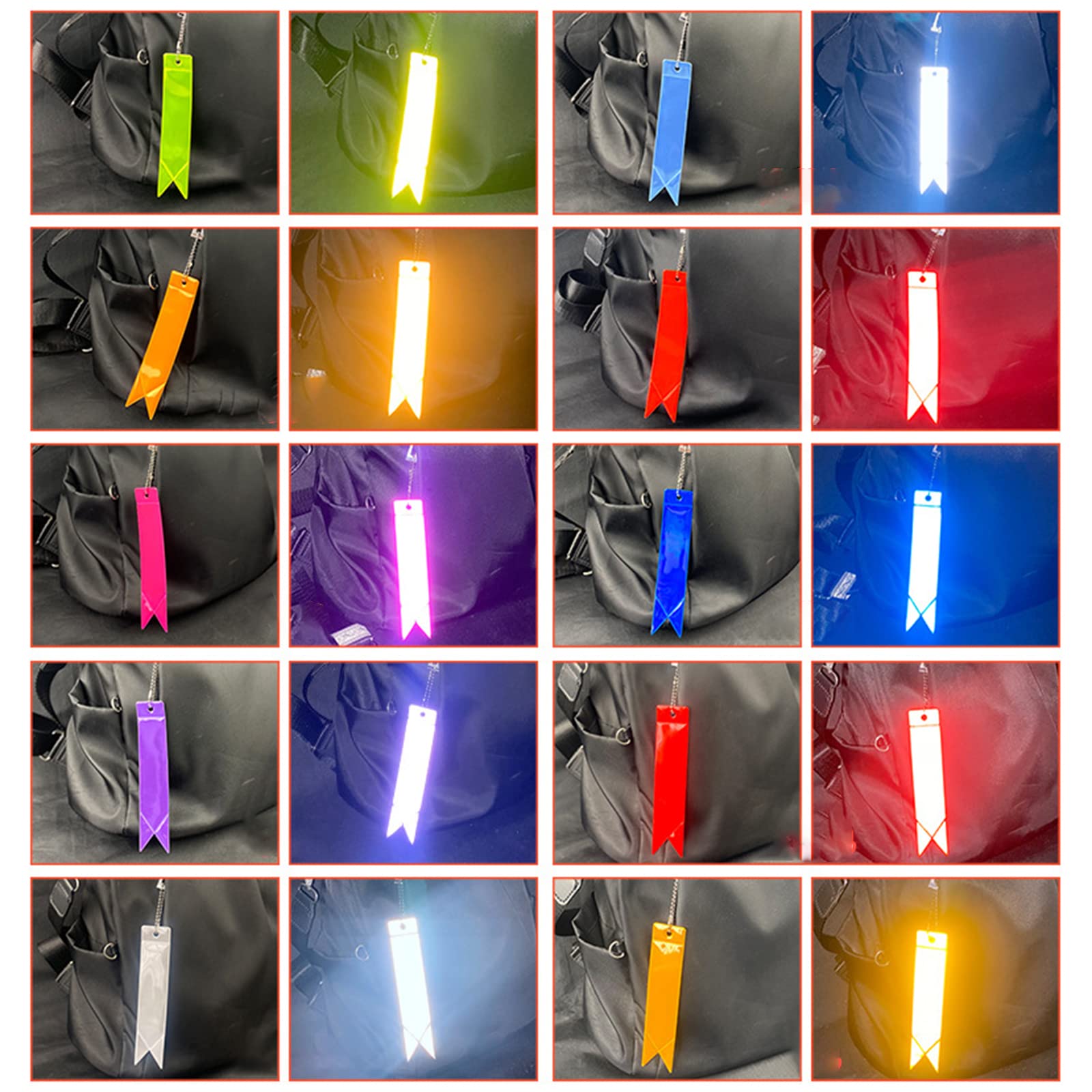 Lot De 10 Réflecteurs De Sécurité Porte-clés - Double Face, 10 Couleurs Fluo - Pour Enfants Et Adultes, Visibilité Nuit - 4