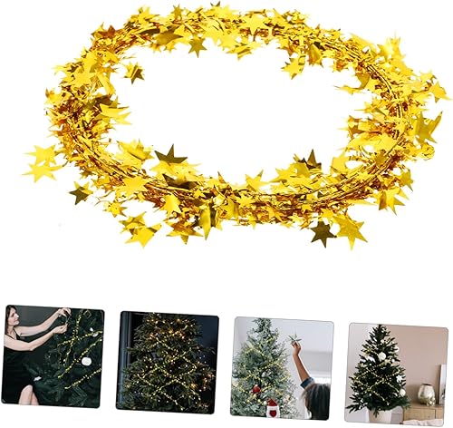 Miniatura 7 de NOLITOY Guirnaldas de estrellas de oropel para árbol de Navidad, guirnalda de estrellas de Navidad, guirnaldas para guirnalda dorada, guirnalda