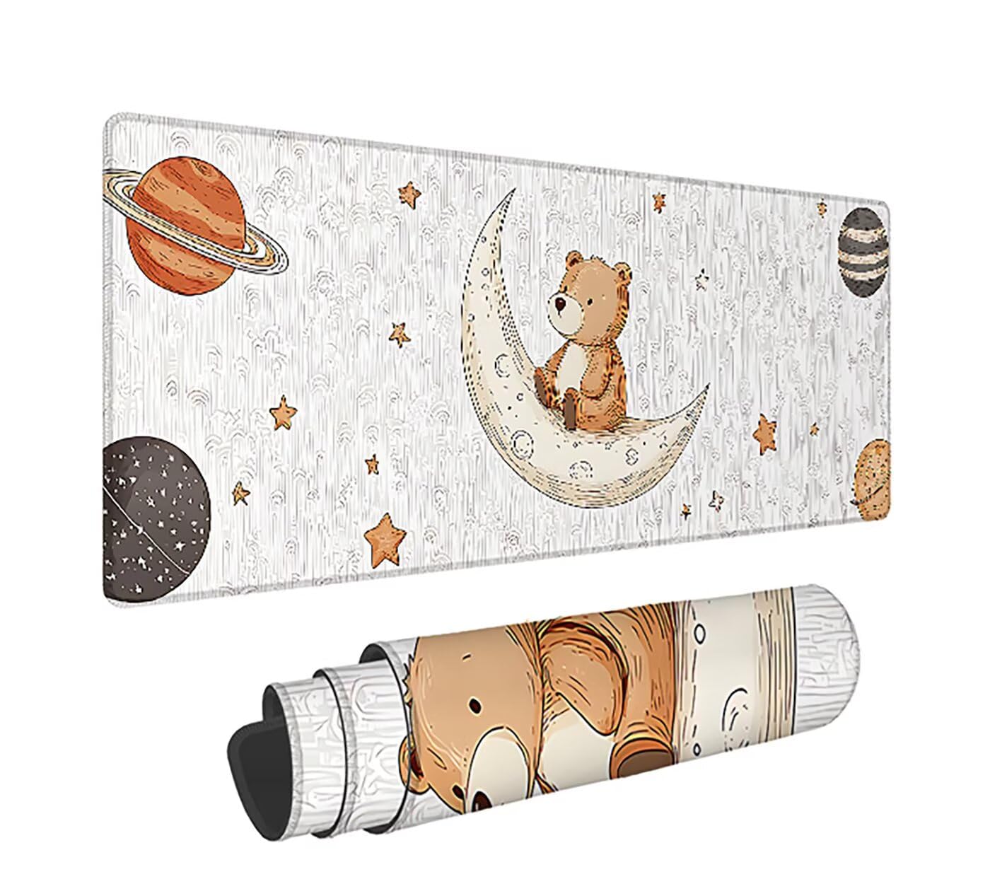 Podkładka pod mysz XXL, prosta, duża podkładka pod mysz dla graczy, 1600 x 800 x 3 mm, biała podkładka pod mysz ze szwami na krawędziach, ponadwymiarowa, antypoślizgowa gumowa podkładka, idealna mata
