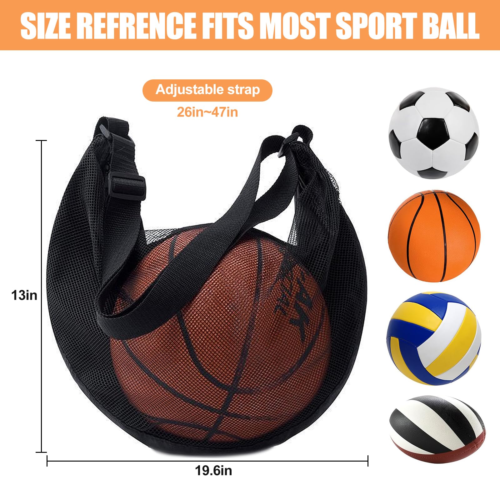 Borsa A Rete Con Coulisse Per Pallone Da Basket, Pallavolo, Calcio – Leggera Con Cerniera E Fibbia A Sgancio Rapido, Blu