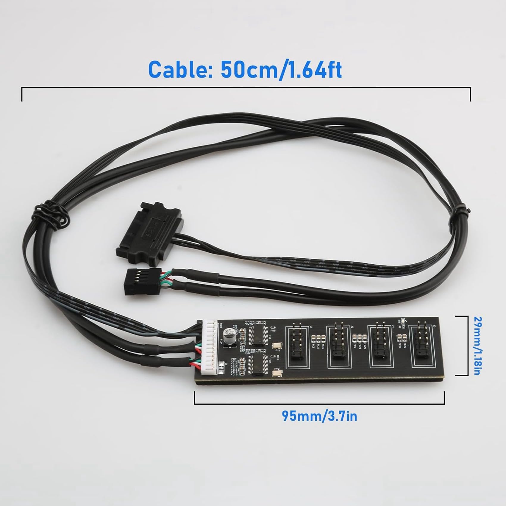 5X 9-pinowy rozgałęźnik USB z kablem zasilającym , wewnętrzny koncentrator USB, złącze rozgałęźnika USB 2.0 do płyty głównej