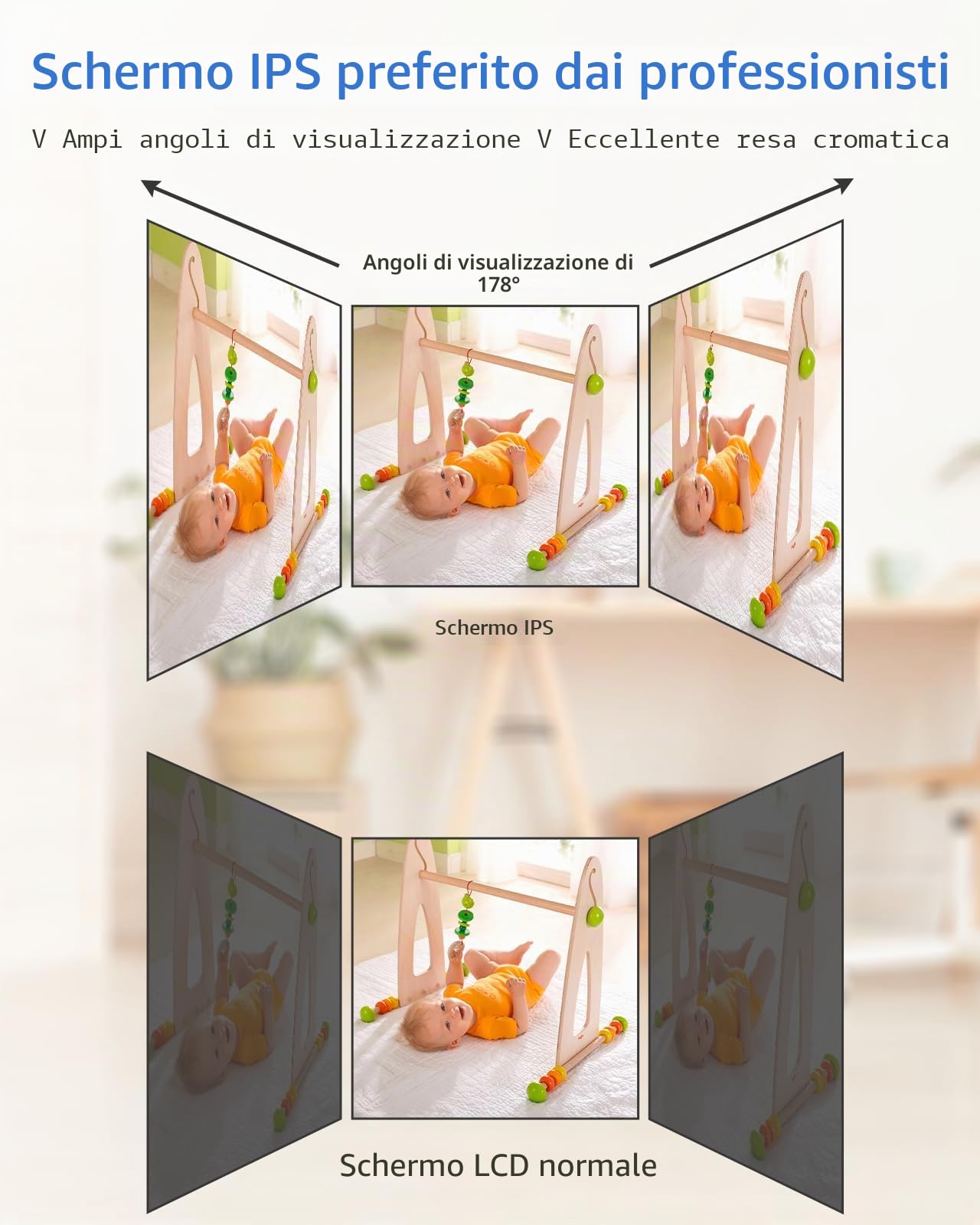 HelloBaby Babymonitor digitale con fotocamera senza WiFi, monitoraggio della temperatura e portata di 300 m, batteria da 26 ore, visione notturna a infrarossi, funzione vocale bidirezionale e modalità