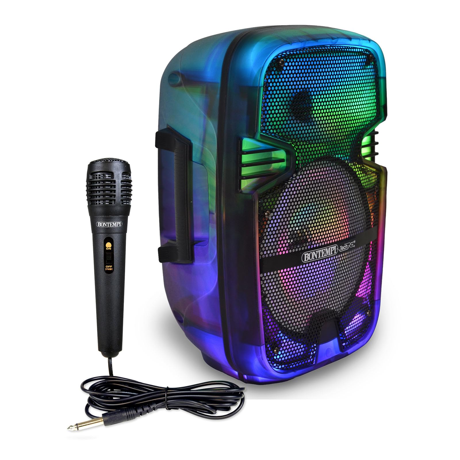 Bontempi | Cassa Luminosa Acustica Wireless con Microfono e Luci RGB, Telecomando, Display, Funzione TWS, 37x24x19.5 cm