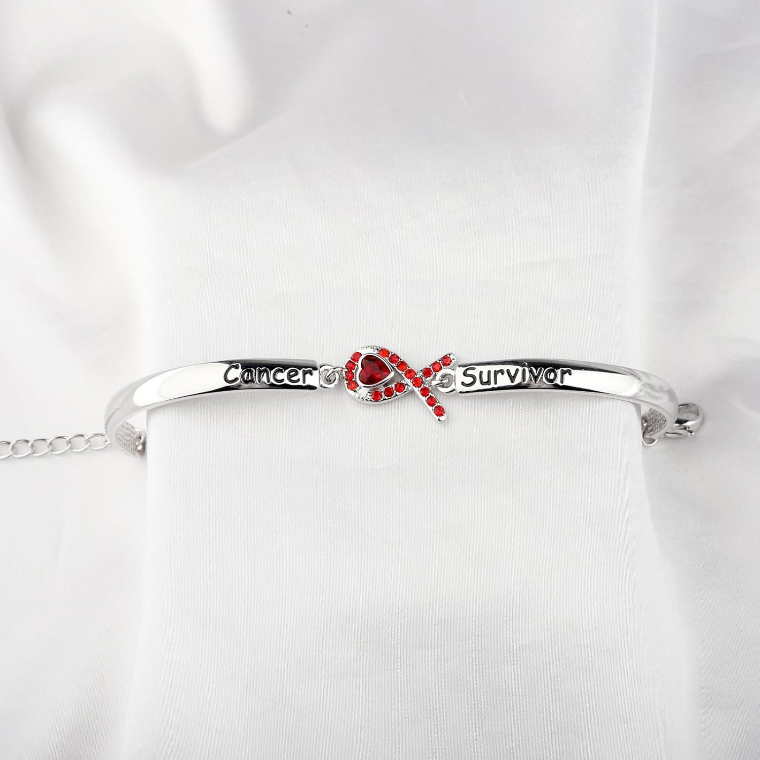 HOLLP Blood Cancer Awareness Gift Red Ribbon Cancer Survivor Bracelet Gift for Blood Awareness - Image 5
