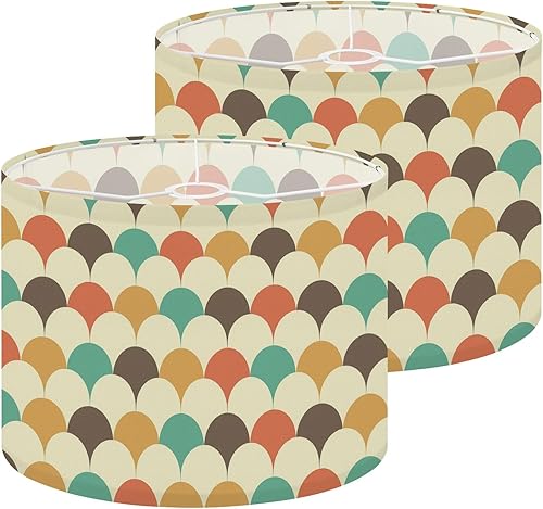 Miniatura 1 de Lamp Shades Set of 2 Seamless retro 70s Drum lampshades for Floor Lamps Table Lamps Pendant Light 11"x8.9" Replacement Large Lampshade Easy Assembly