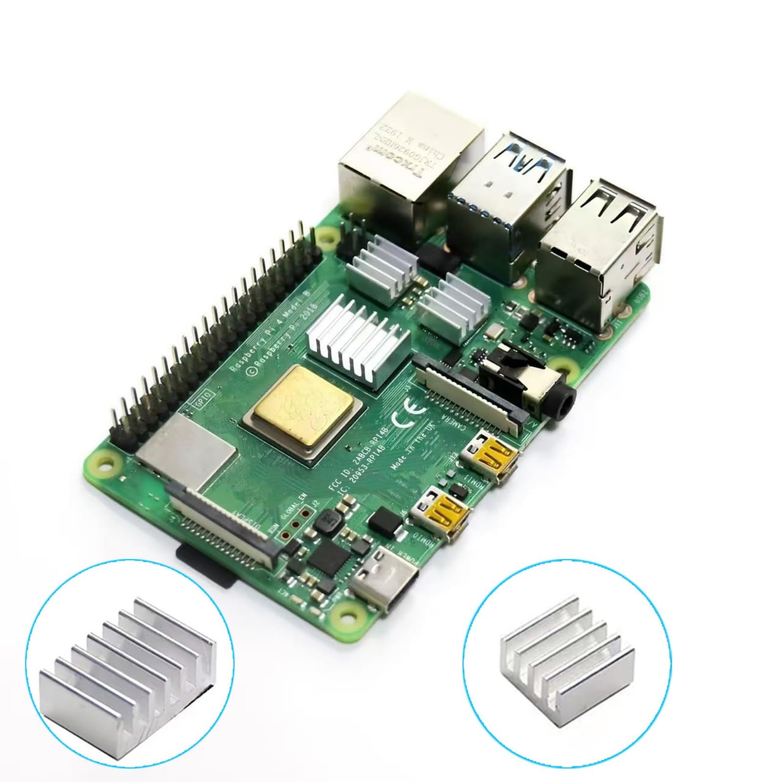 Efficiency - Juego de disipador de calor de aluminio con cinta adhesiva de conductividad para Raspberry B 2, 3, 4, placas de desarrollo, juego de disipadores de calor de aluminio para placas de