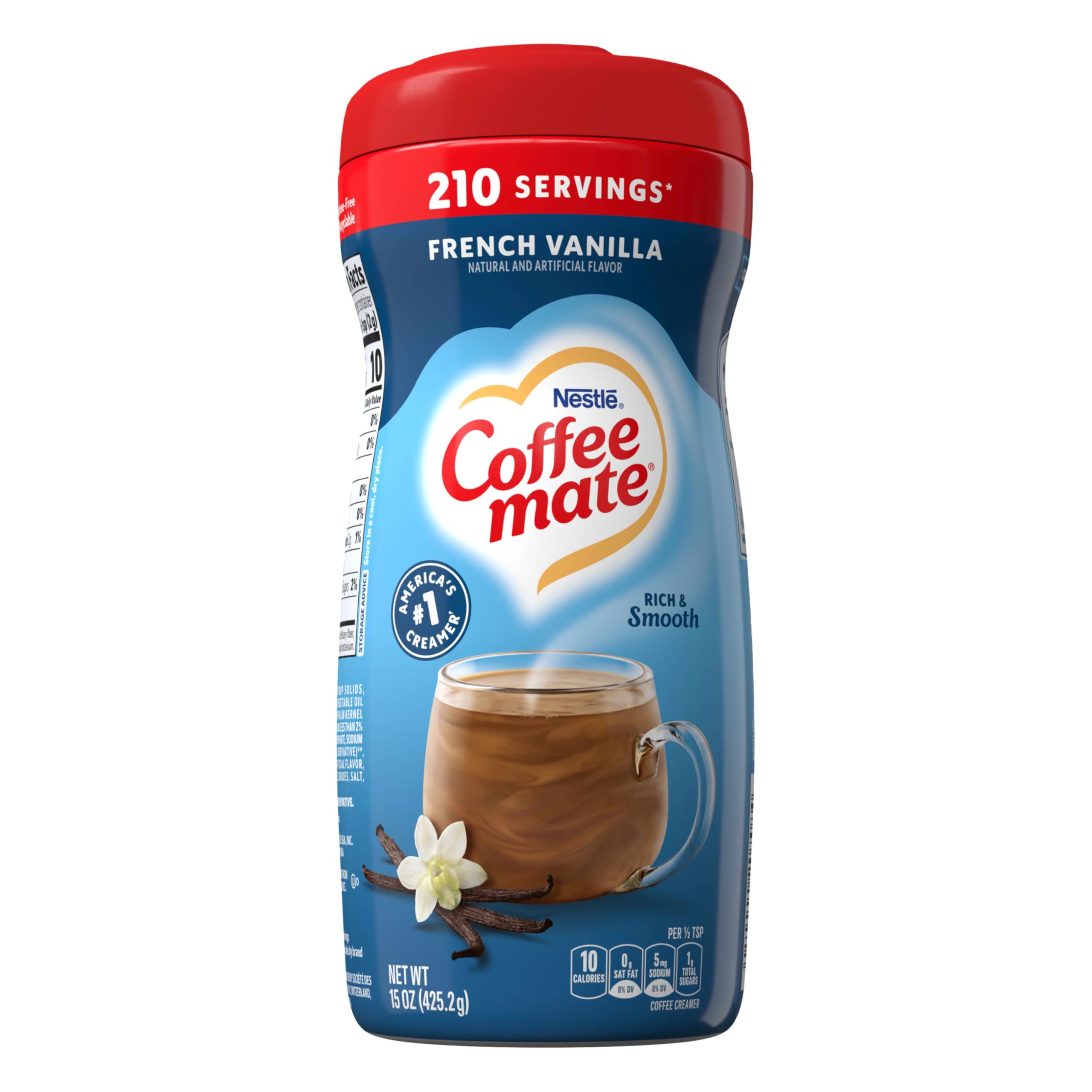French Vanilla Non Dairy Creamer Powder, Lactose Free, Gluten Free, 210 Servings (15 Oz)