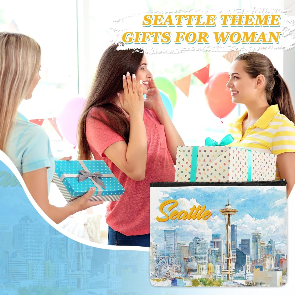 Seattle Makeup Bag Gifts - Seattle Souvenirs Essentials Cosmetic Bag, Travel Toiletry Organizer Zipper Pouch for Women Girls Friend Tourist, Vacation Birthday Gift - Image 7