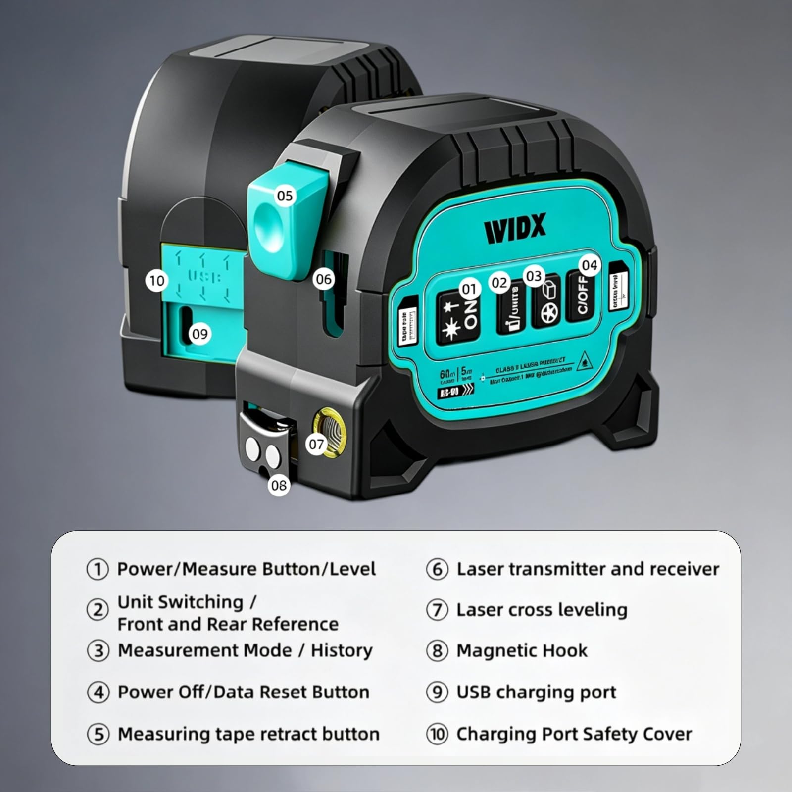 3 in 1 Laser Tape Measure,196ft Laser Range & 16ft Tape with Cross Line — Amazon image 8