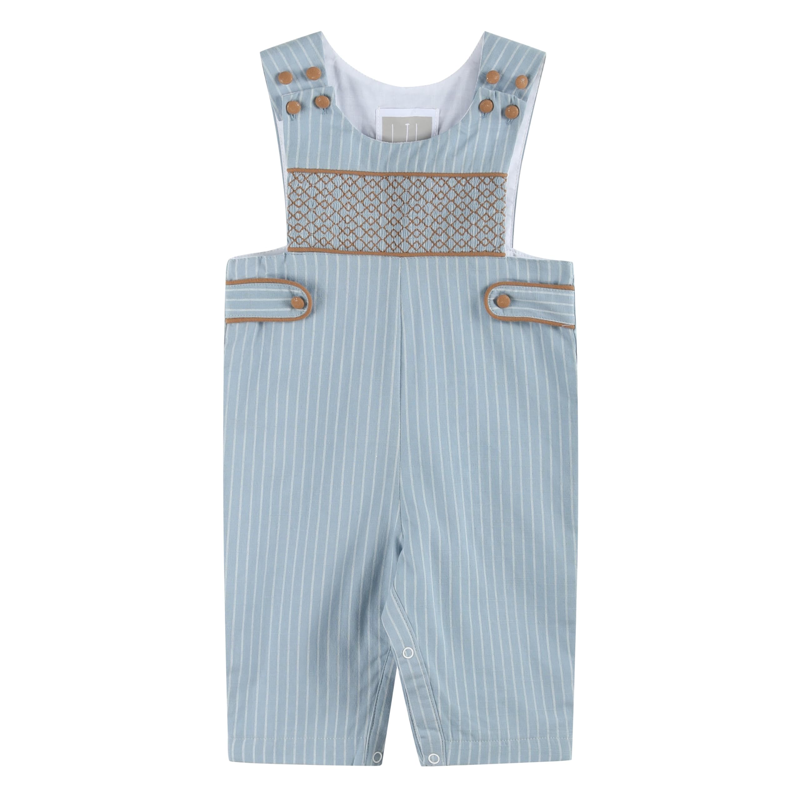Lil cactus Blue Pinstripe Smocked Overalls, 2T