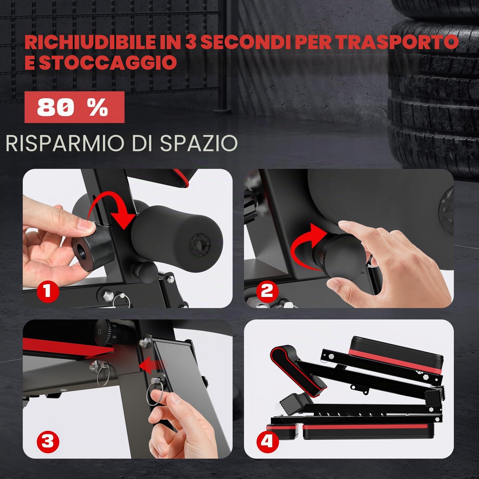 Panca pieghevole per pesi