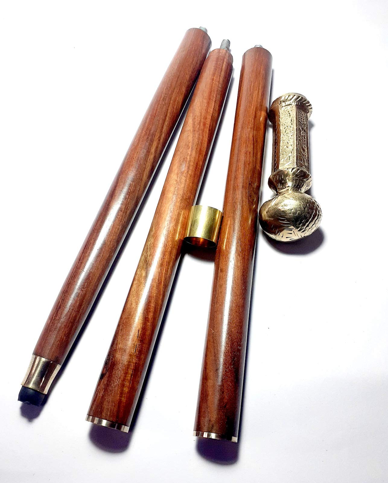 Canne de marche en bois et laiton au style victorien vintage raffiné