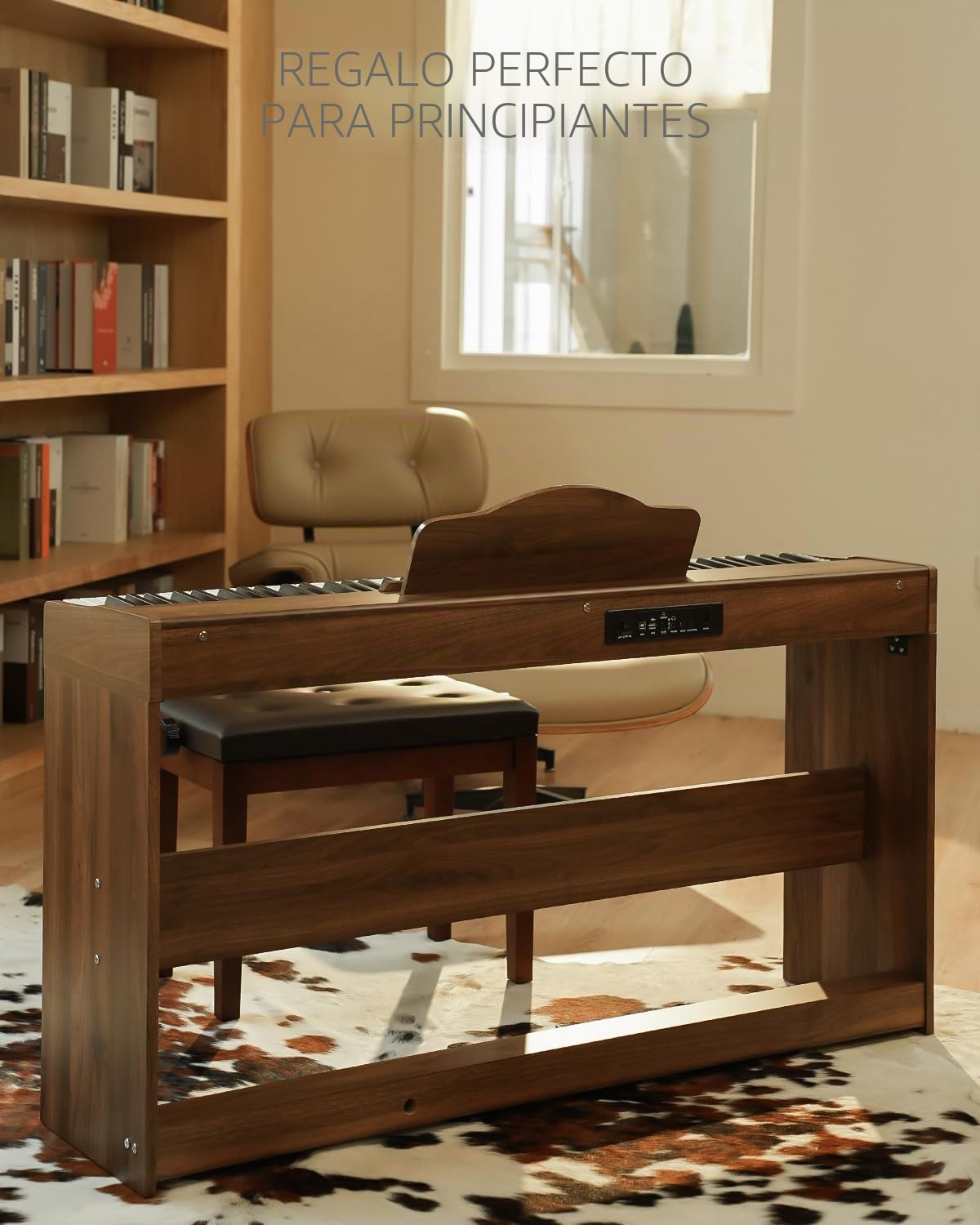 Piano digital STRICH 88 teclas, teclado con acción martillo y teclas ponderadas, teclado de piano eléctrico de tamaño completo con soporte de mueble, altavoces 25Wx2, compatible con USB-MIDI/conexión