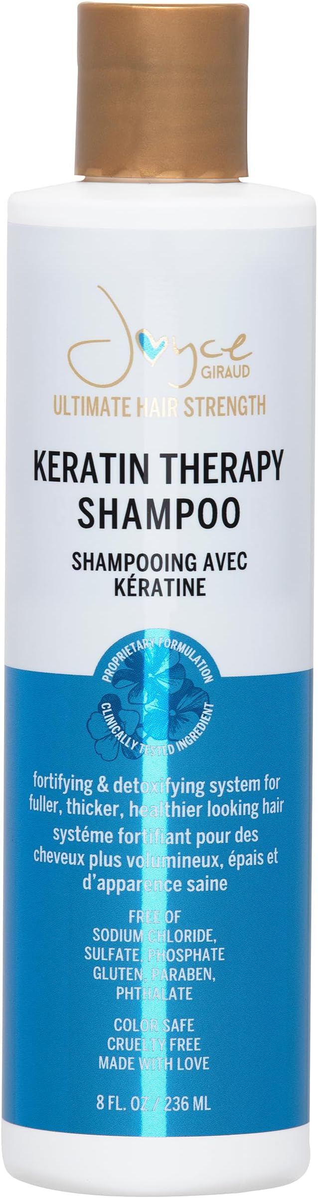 Joyce Giraud Ultimate Hair Strength Keratin Therapy Shampoo - Clinically d with Cynatine, Ideal for Most Hair Types - Tropical Scent, 8 Fl. Oz.