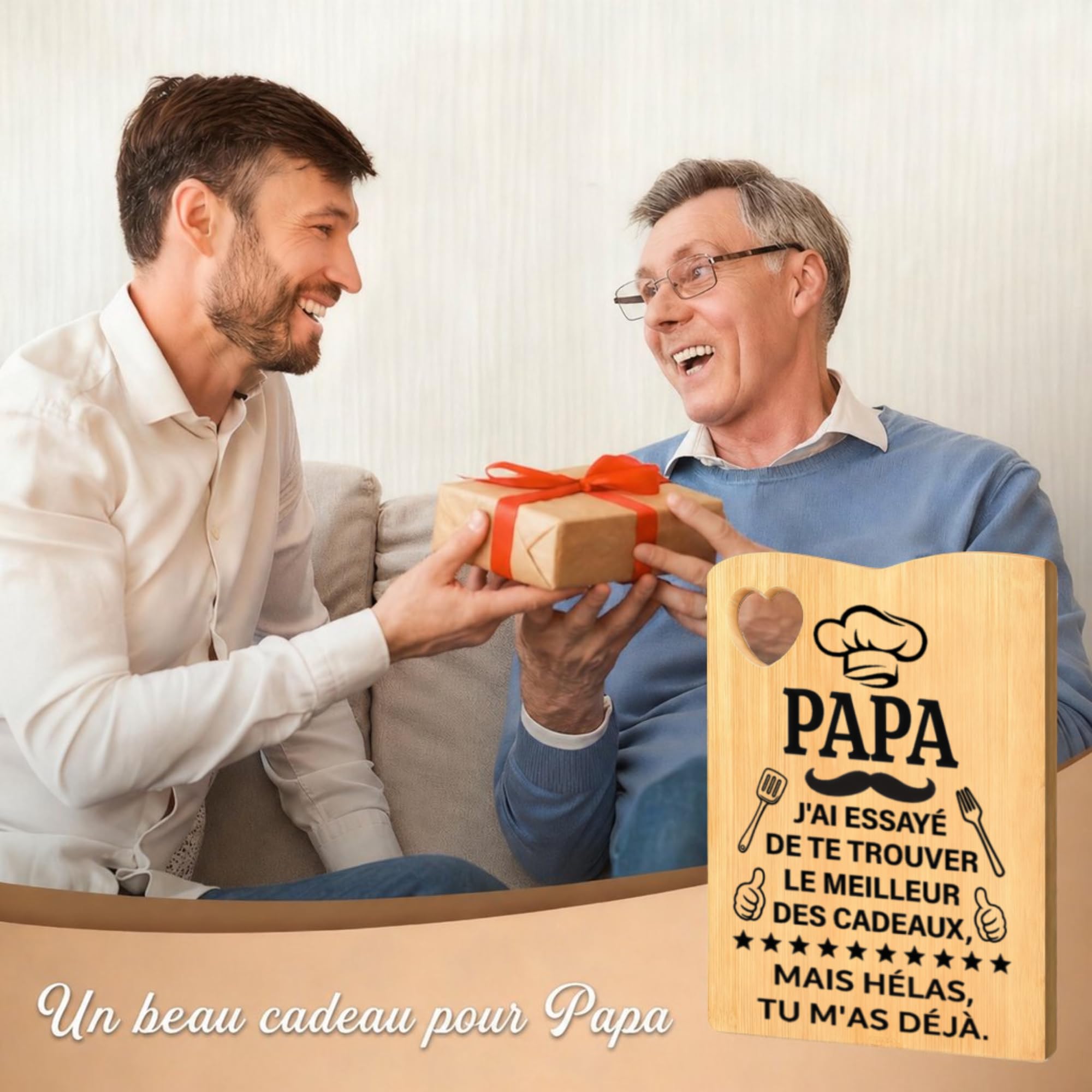Cadeau Papa Planche à Découper en Bambou, Cadeaux Fête des Pères