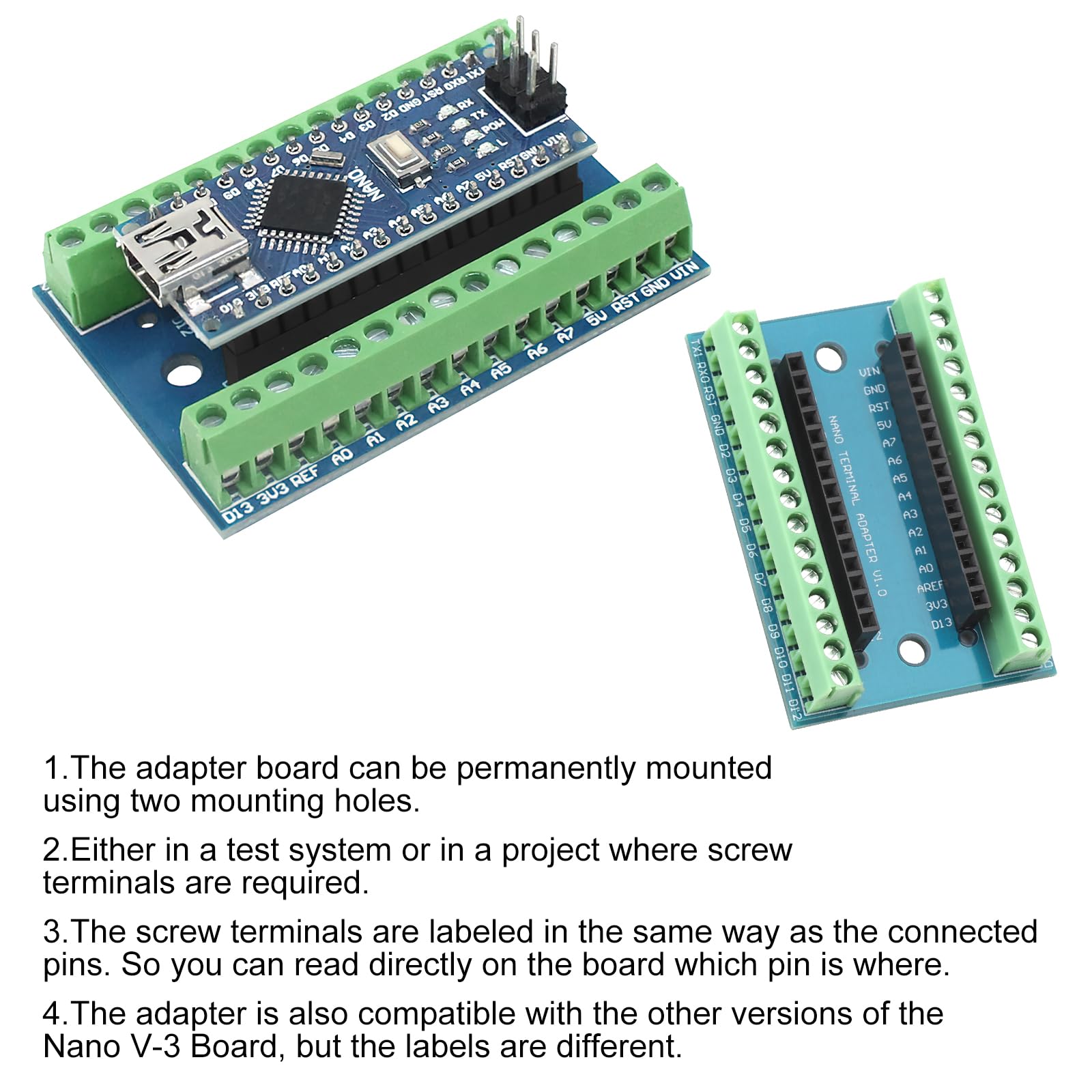 HENGBIRD Scheda di espansione Nano shield, Nano IO V1.0, semplice scheda compatibile con Arduino