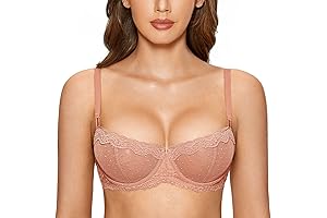Women's Sexy Lace Bra Underwire Balconette Unlined Demi Sheer Plus Size