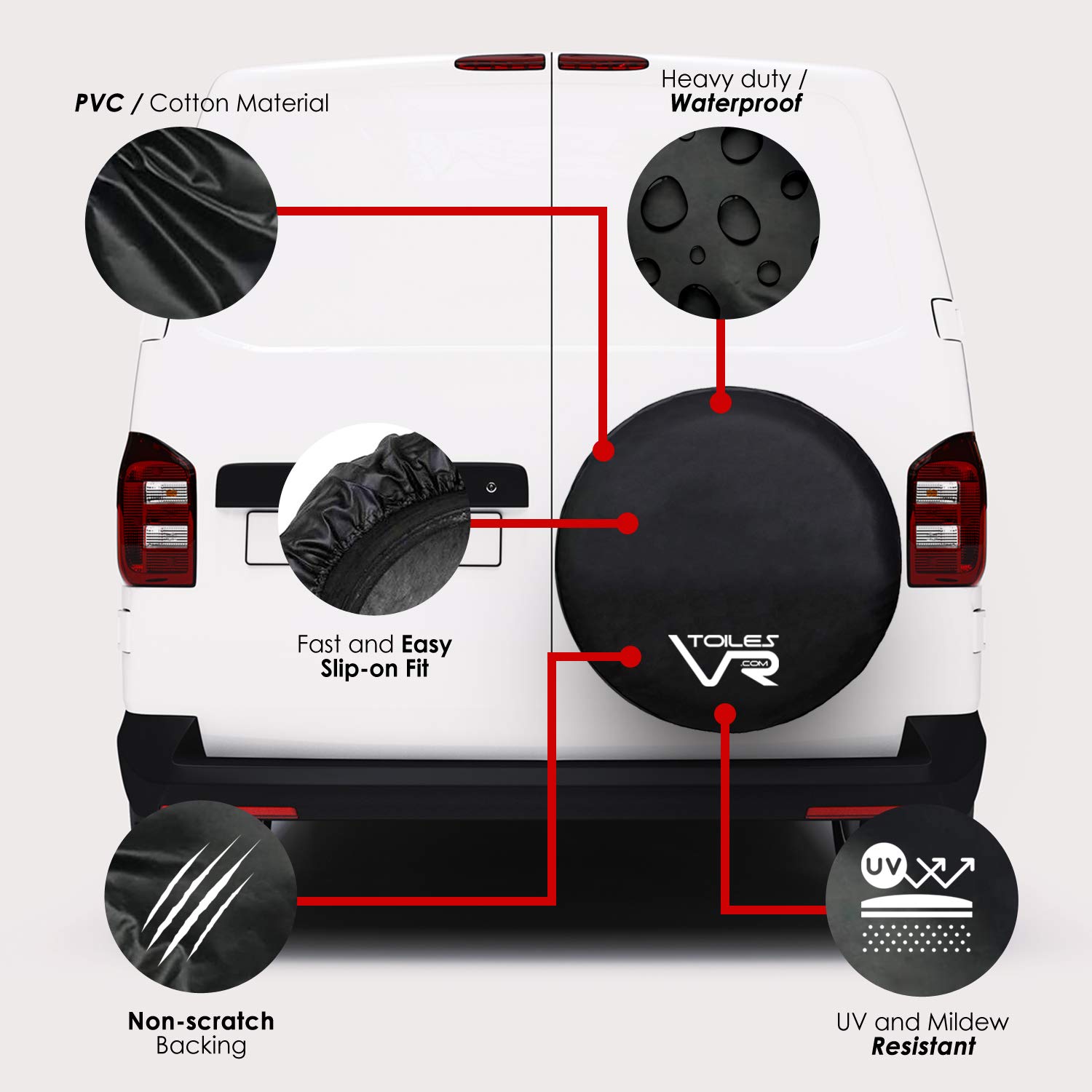 CCYKXA Housse De Pneu De Secours 16 Pouces, Housse De Pneu De Voiture Cuir Pvc Etanche Et Anti Poussiere Pneu De Secours Universel Coupe Vent Et Housse De Pneu Chaud 80577449