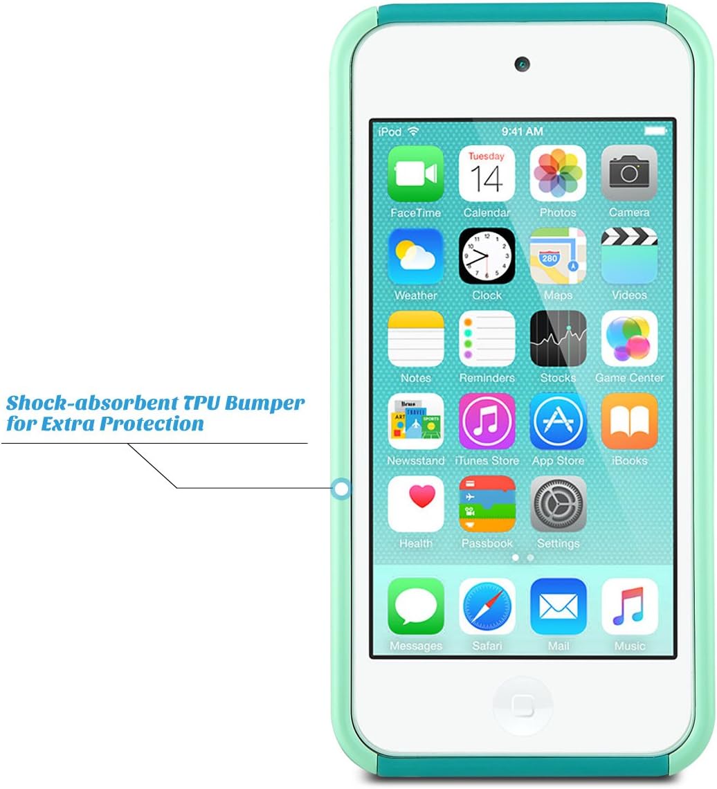 iPod Touch 6 Case,iPod 6 Cases,ULAK Slim Dual Layer Hybrid Protective Case Hard Cover for Apple iPod Touch 5 6th Generation (Light Blue)