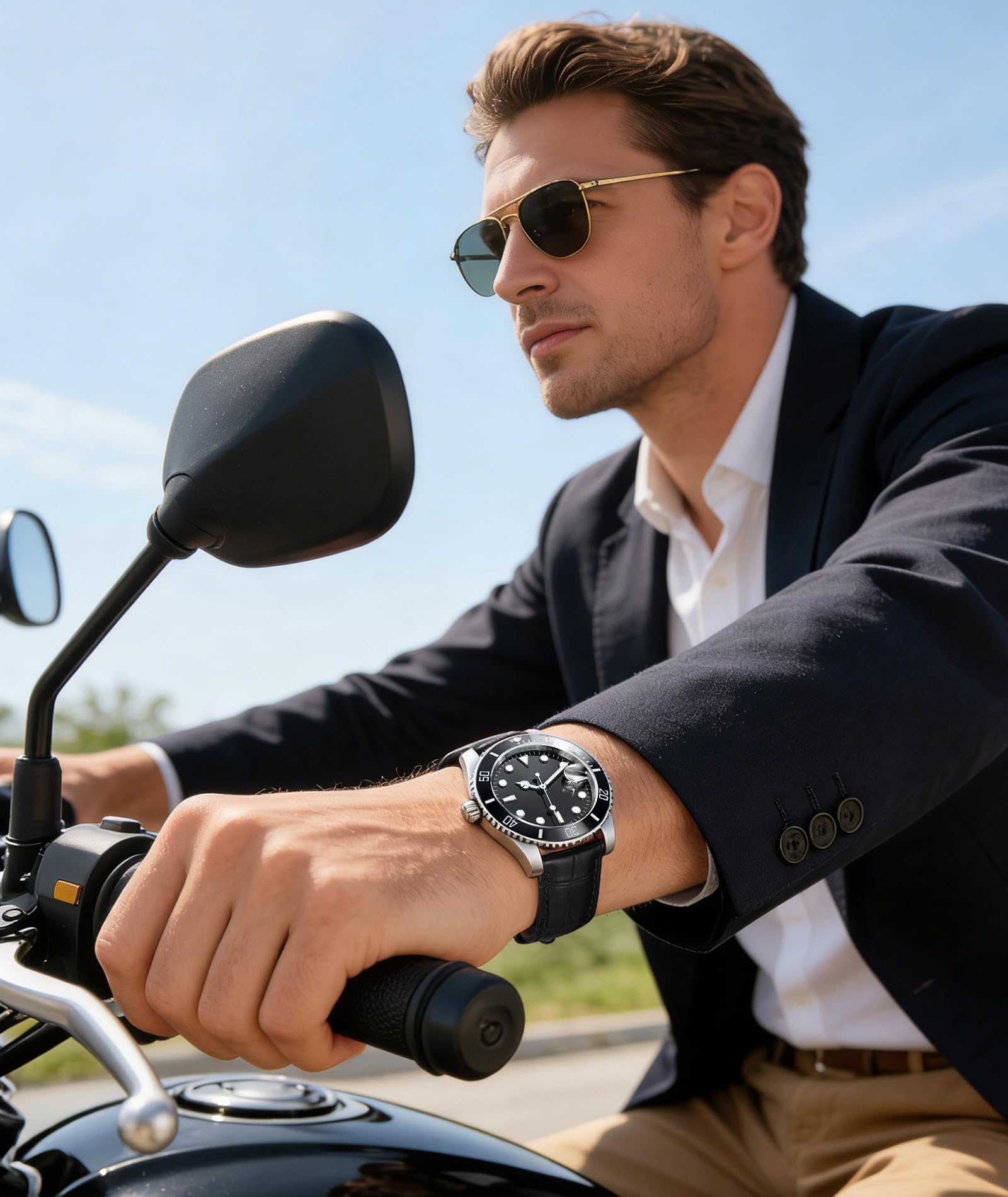 BINLUN Correa Reloj de Piel de Liberación Rápida Correas de Relojes de Cuero de Repuesto para Hombres y Mujeres con 12 Colores (10mm 12mm 14mm 15mm 16mm 17mm 18mm 19mm 20mm 21mm 22mm 23mm) - 5