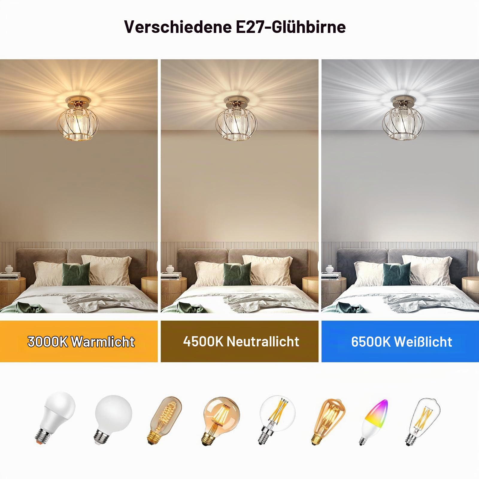 Kristall Deckenleuchte Moderne 2er, Gold