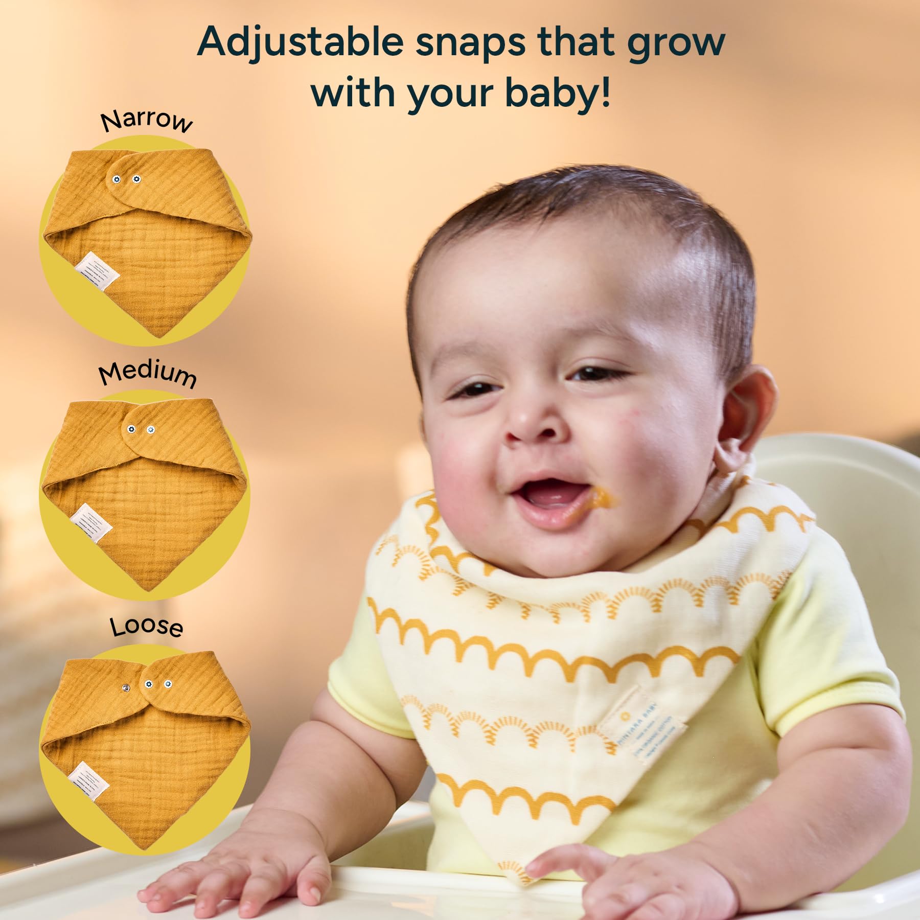 NINTARABABY Bandana Bibs, 100% Organic Muslin Cotton, 7-Layer Absorbent for Drooling Teething & Feeding - Image 4