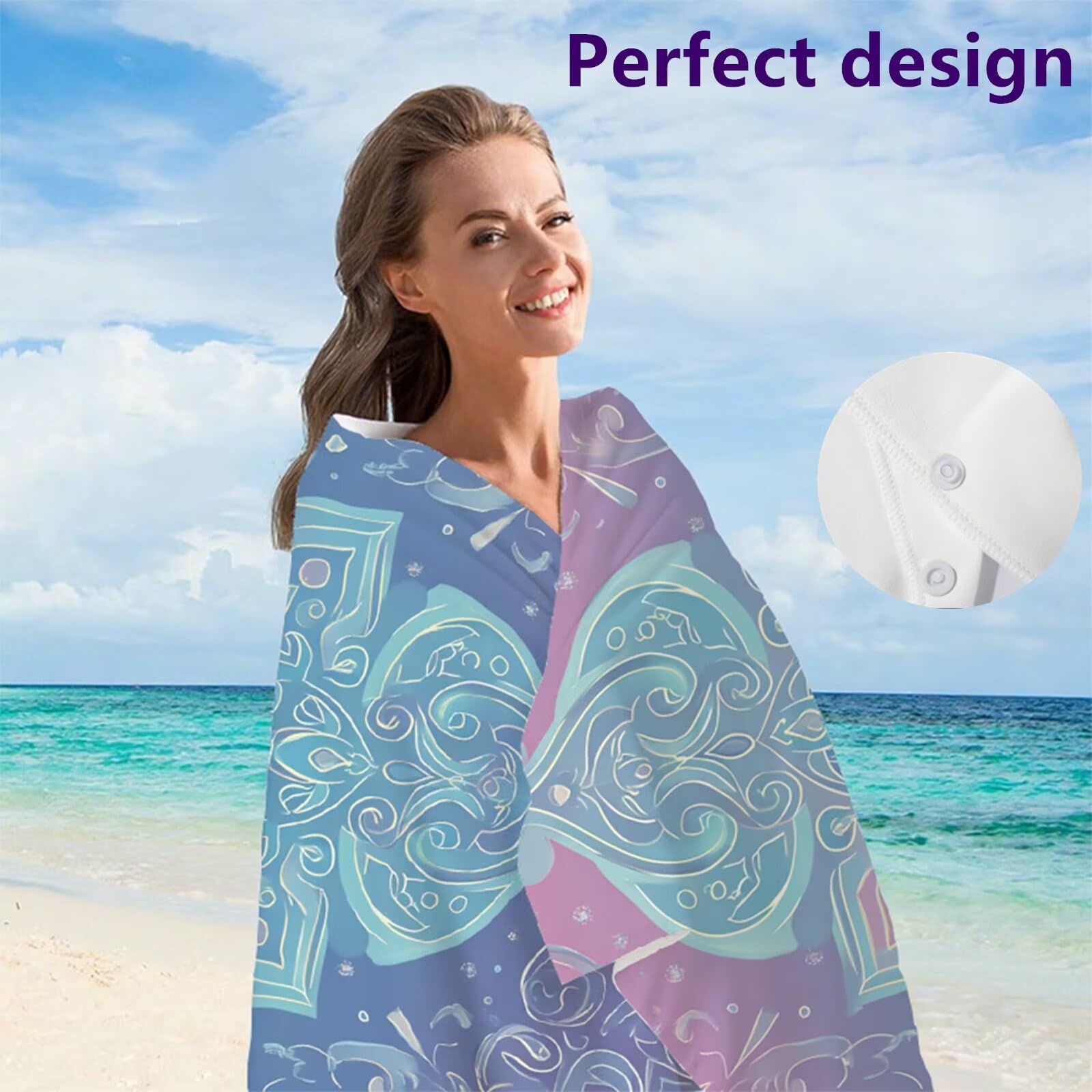 Telo Mare Microfibra 90x180 cm Telo Mare Grande, Asciugamano Palestra Assorbente Asciugatura Rapida, Asciugamano Mare Antisabbi Stuoia Spiaggia per Piscina, Viaggio 2 Set- Estratto Lilla G1-194