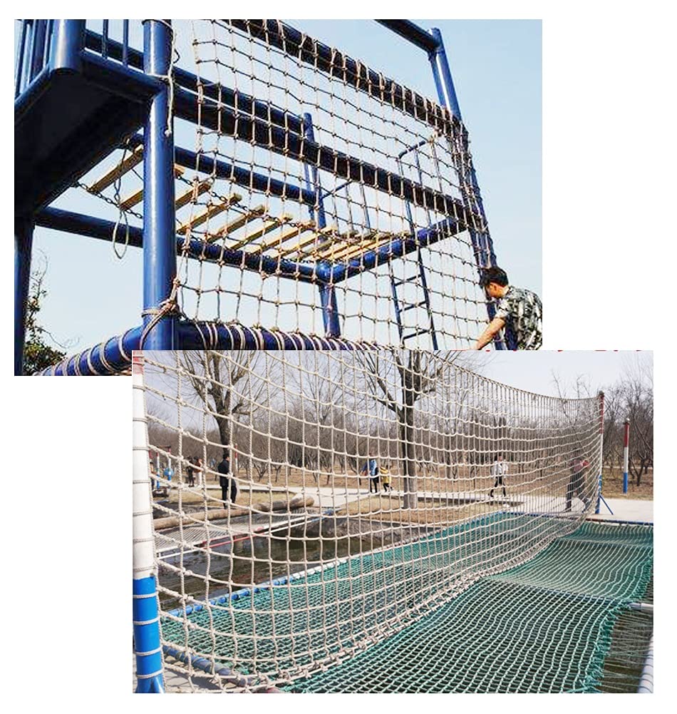 Rete da Arrampicata in Iuta e Canapa - Rete di Sicurezza in Corda 2x3 m (6,6x9,8 Piedi) per Parco Giochi, Giardino, carico automobilistico, attività all'aperto, Supporto per Amaca, Maglia re