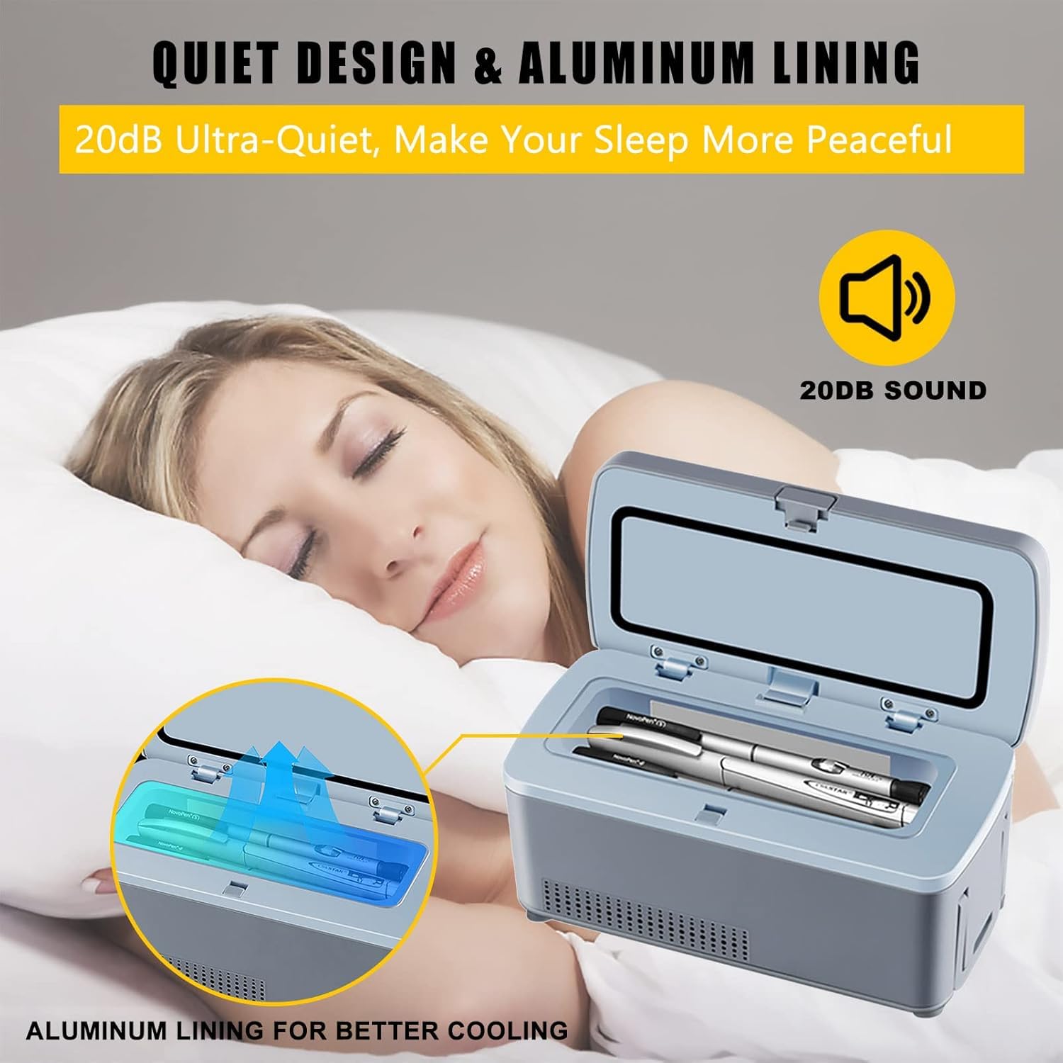 DARZYS Insulin Refrigerated, Insulin Cooler Box, Insulin Cooler Case Keeping Cooling 2-8? with Handle, Alarm & LED Display for Car, Home, Travel