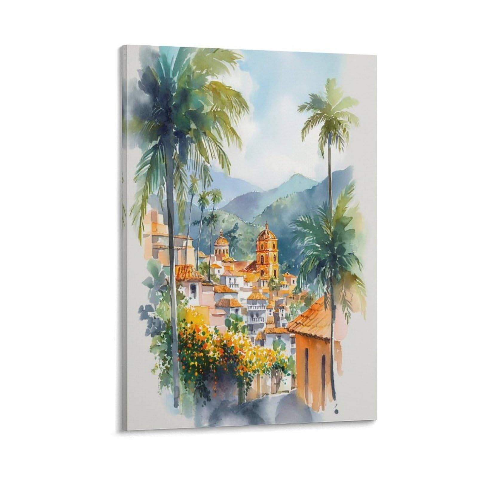 San Salvador 20x30inch(50x75cm) Vintage Travel Poster Watercolor Canvas Art
