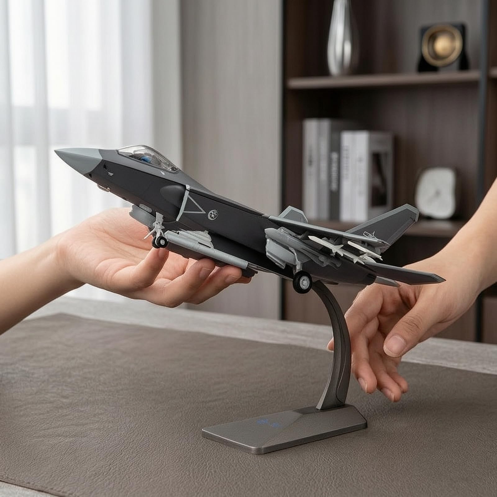 Aereo da Combattimento Modello Aereo Militare Jet da Caccia Aeromodello Collezionabile Miniatura Metallo Lega Zinco Finitura Opaca con Marcature per