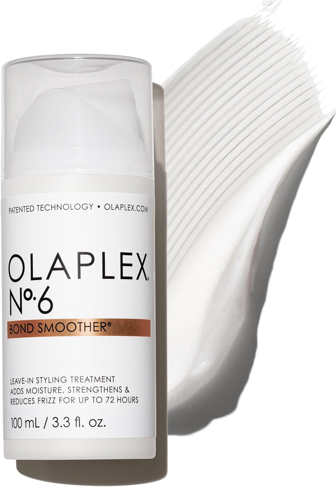 Olaplex No. 6 Bond Smoother, Leave-In Styling Hair Cream Treatment, Smooths, Conditions, & Strengthens, Frizz Control for Up to 72 Hours, For All Hair Types, 100 ml