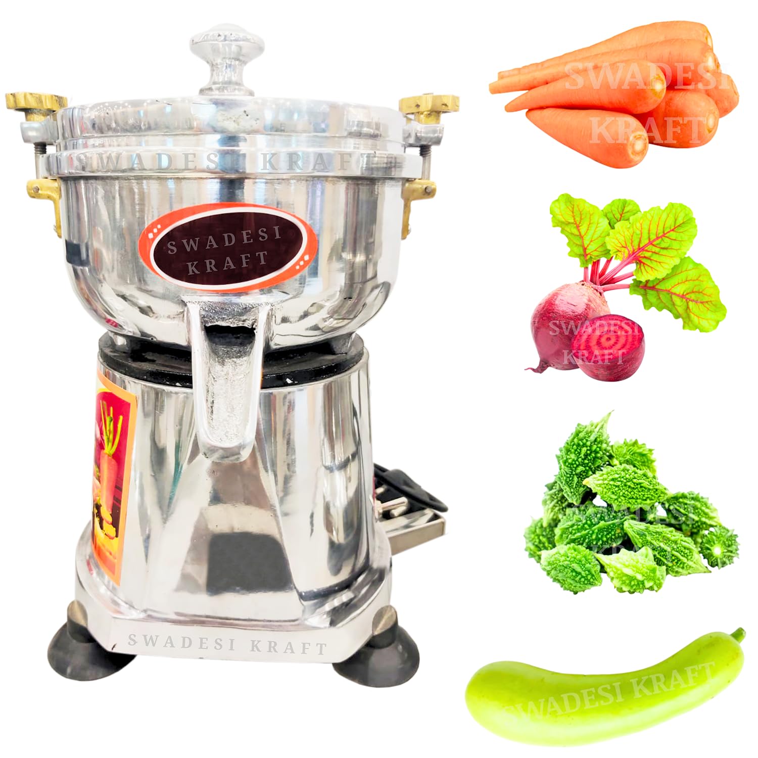 swadesi krafts Aluminium Carrot Juicer Machine Electric With 0.25-Hp Motor | Vegetable Juicer Machine For Home Capacity Is 2 Glass/Batch (small), 186 Watts