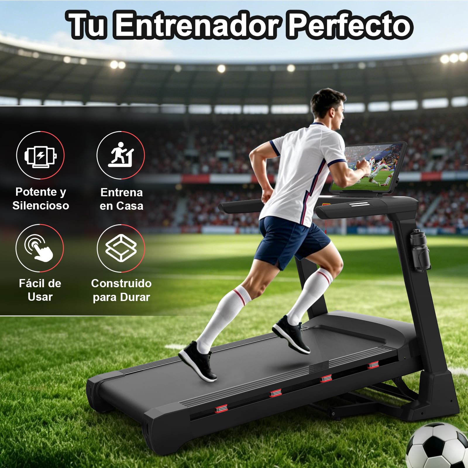 Profi Laufband für Zuhause Klappbar, Laufbänder mit Steigung, Leiser Motor, Treadmill for Home mit Große Lauffläche, WiFi, Bluetooth, APP, für Marathon-Training, Deutsche Qualitätsmarke