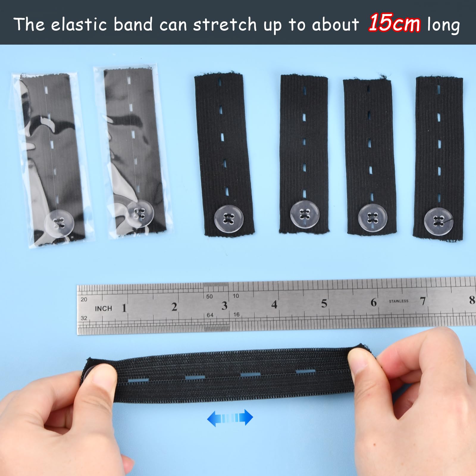 Set 8 Estensioni Per Cintura Pantaloni - Con Bottone Regolabile, Elastiche, Per Gravidanza O Comfort - Foto 10