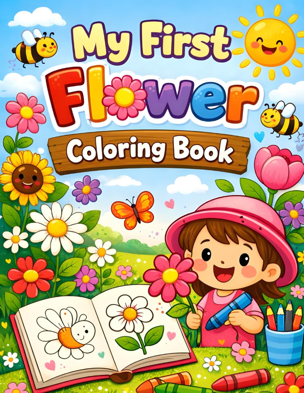 My First Flower Coloring Book: Easy and Fun Flower Coloring Pages for Kids Ages 3–6 | Simple Bold Designs for Toddlers and Preschoolers