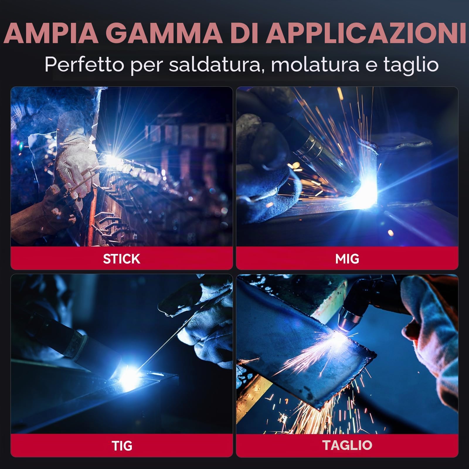 ARCCAPTAIN 10 x 9,3 cm, casco per saldatura auto oscurante, ad energia solare, cappuccio per saldatura a colori veri, casco per saldatore con chiarezza ottica 1/1/1/1, 4 sensori ad arco largo 4/5-9/9
