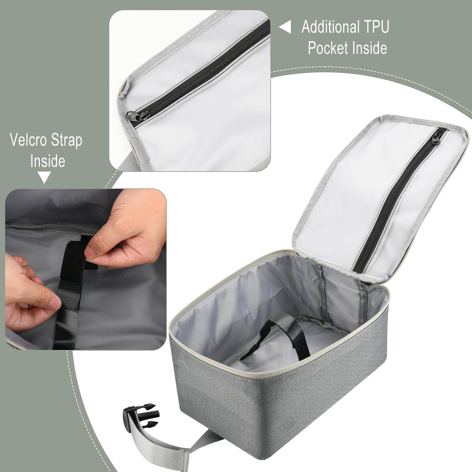 Beautyflier Carrying Bag for Bear Handheld Clothes Steamer, Portable Organizer Case for Compact Handheld Steamer, Travel Storage Bag with Adjustable Hand Strap, Bag Only (Gray)