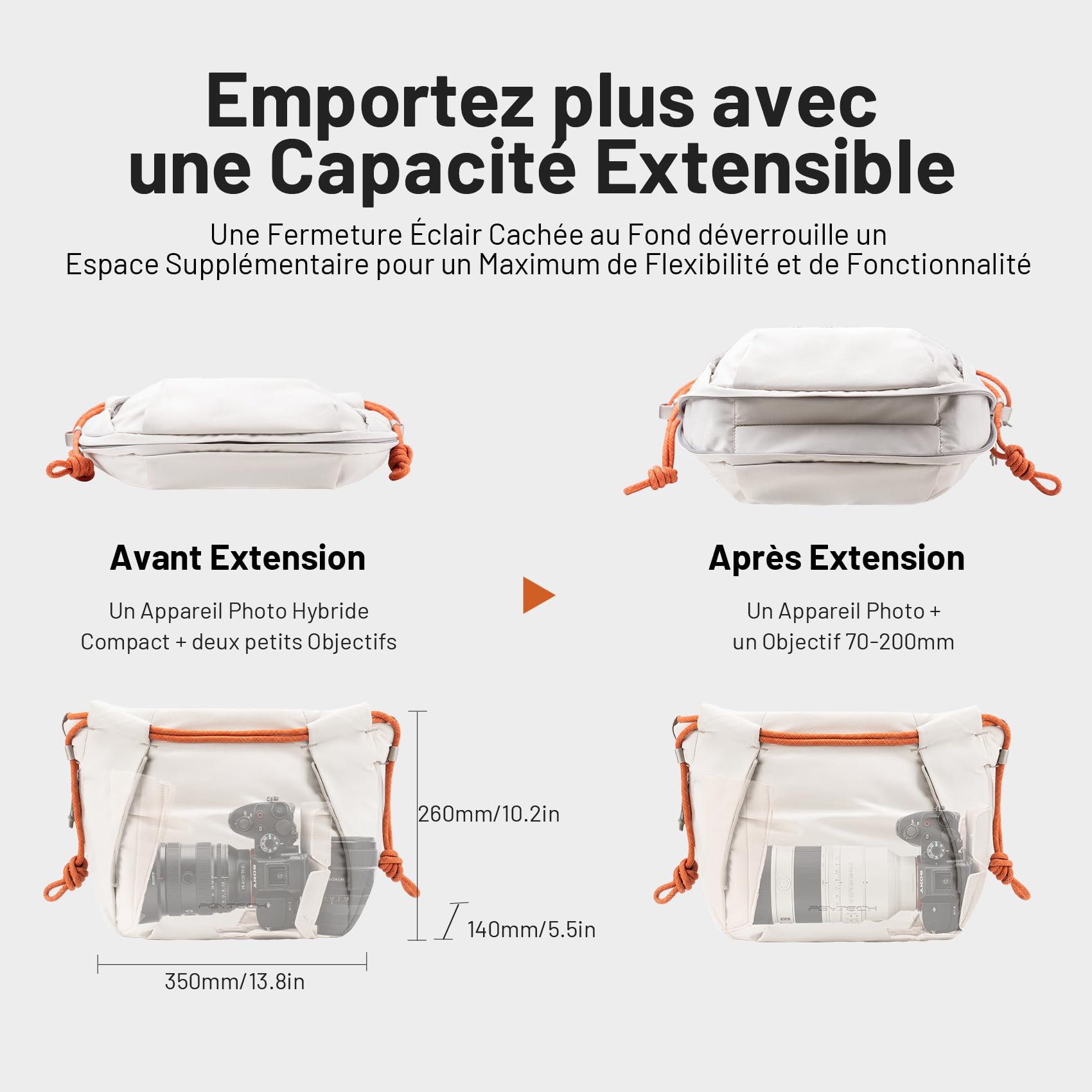 PGYTECH OneGo Rode Strap Sac Photo Multifonction – Bandoulière Urbaine Sac Compact pour Sony/Canon/Nikon/appareils sans Miroir, Noir Nuit
