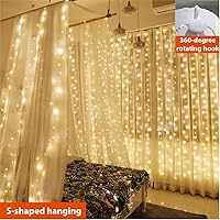 Vista 2 de ZSJWL - Guirnalda de 300 luces LED de hadas para cortina con mando a distancia, 8 modos, 2.9 × 2.9 mt, luz de cadena para cortina con enchufe USB