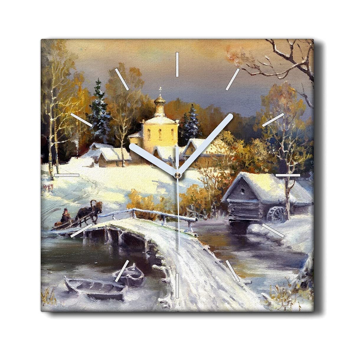 Horloge sur Toile Silencieuse 30x30cm pour Décoration Murale Sans Bruit