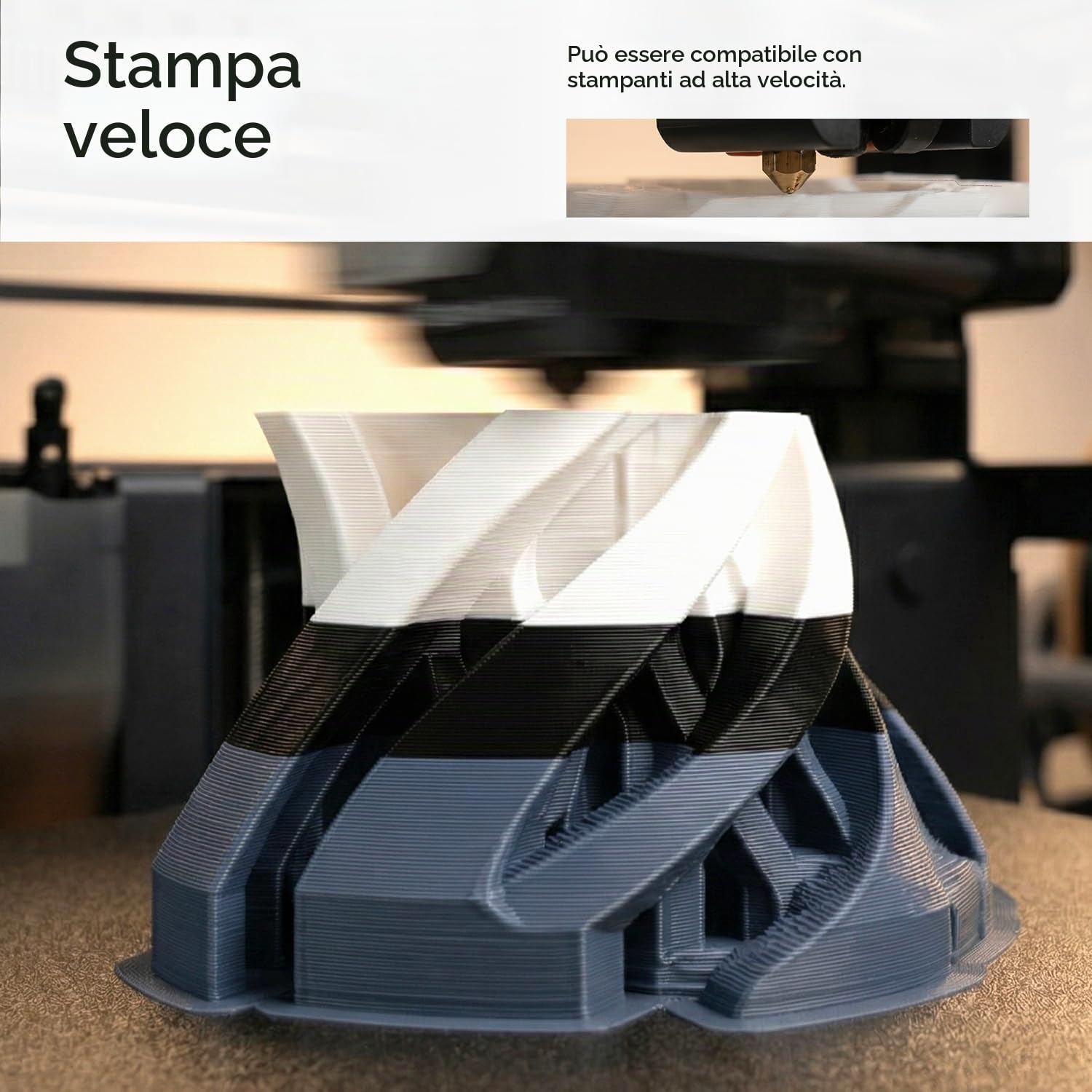 eSUN PLA+ Filamento 1,75 mm, PLA+HS Filamento 2kg Argento | Migliore tenacità e precisione +/- 0,03 mm. Più resistente del PLA standard. Ottima adesione per stampante 3D.