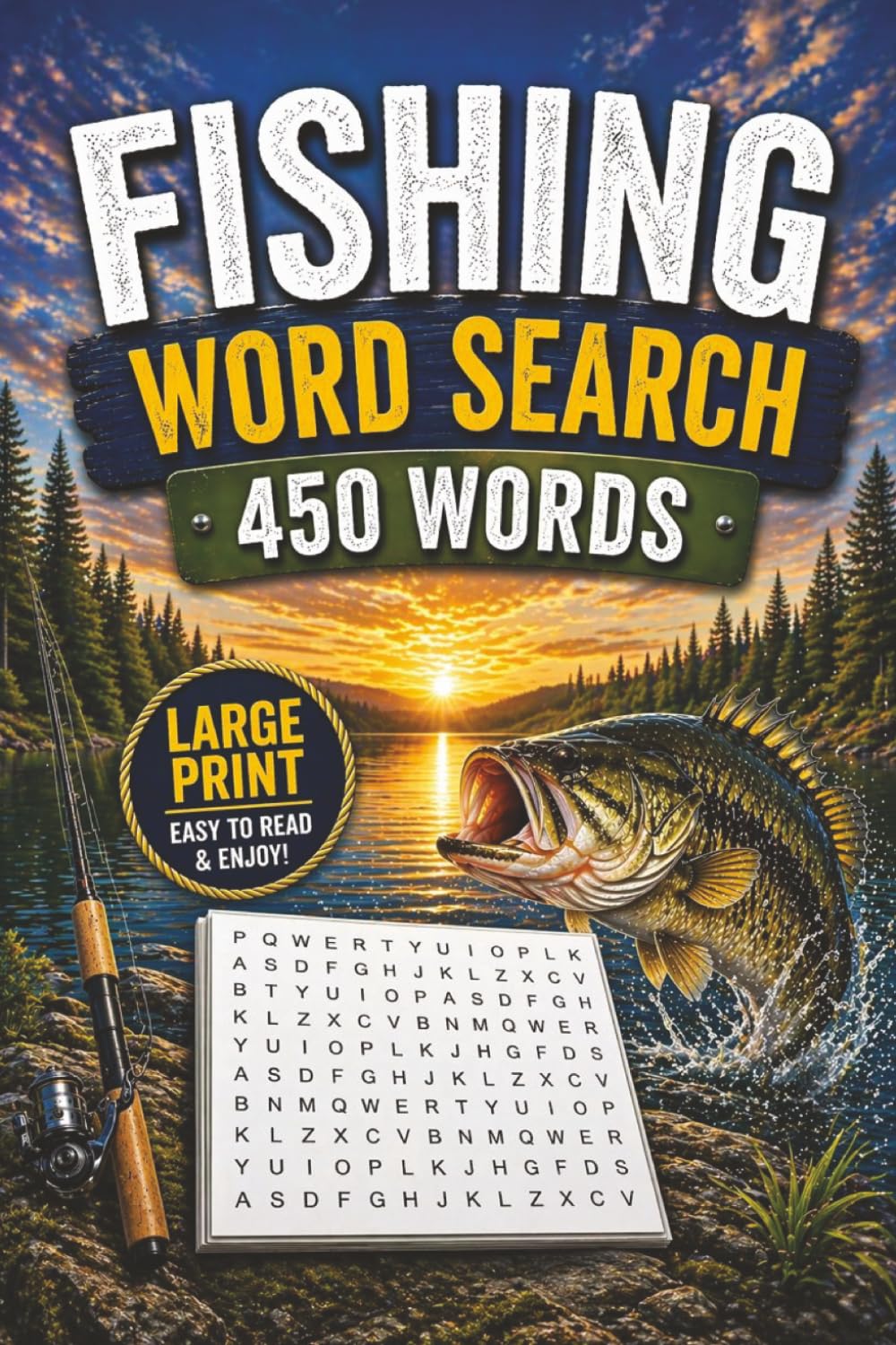 Fishing Word Search: 50 Large Print Fishing Word Search Puzzles for Adults and Teens: Reel in the Fun with Freshwater & Saltwater Themes! Fun and Educational!