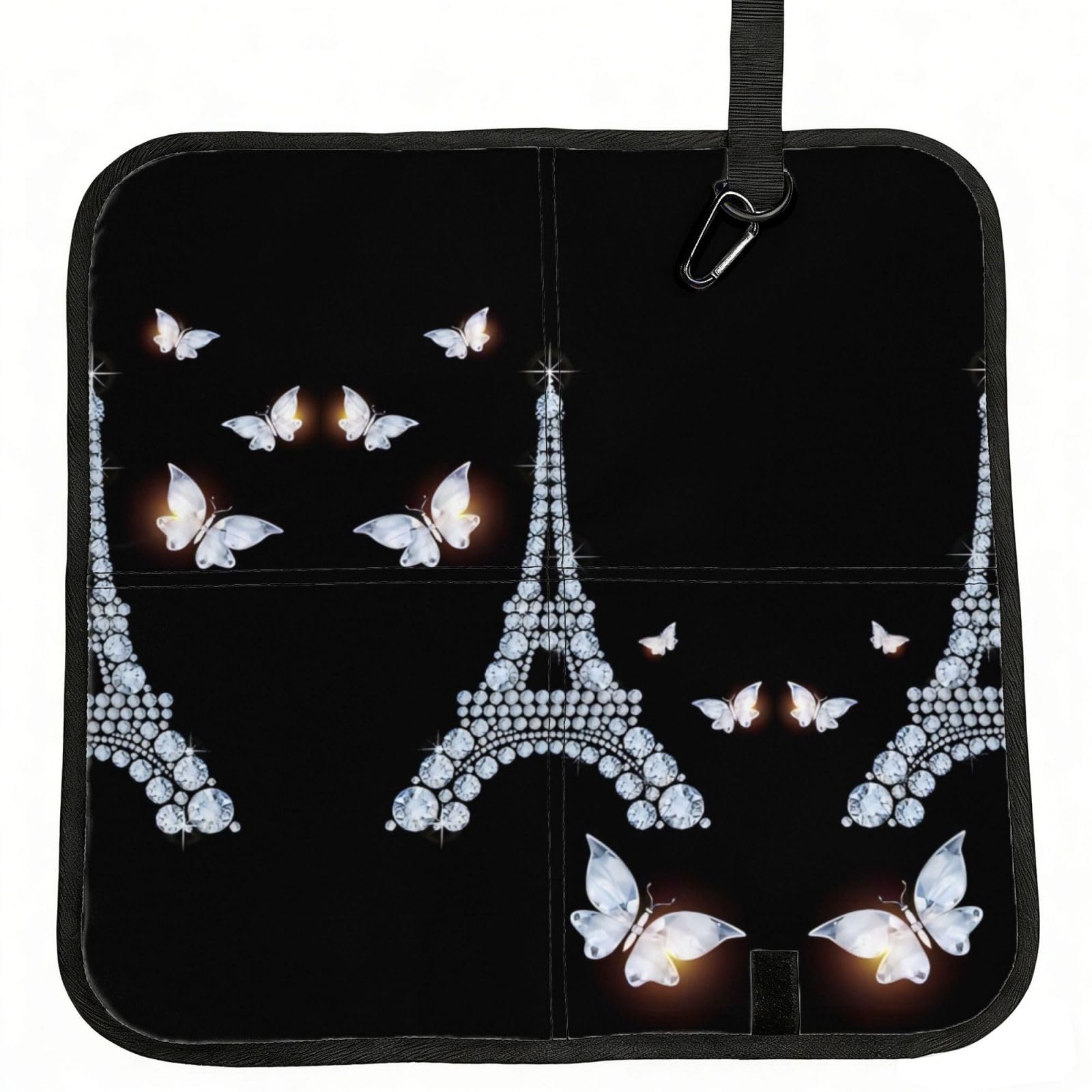 MROWYC Eiffel Tower Printed Foldable Seat Cushion - Portable with Carabiner, for Stadium, Camping, Hiking