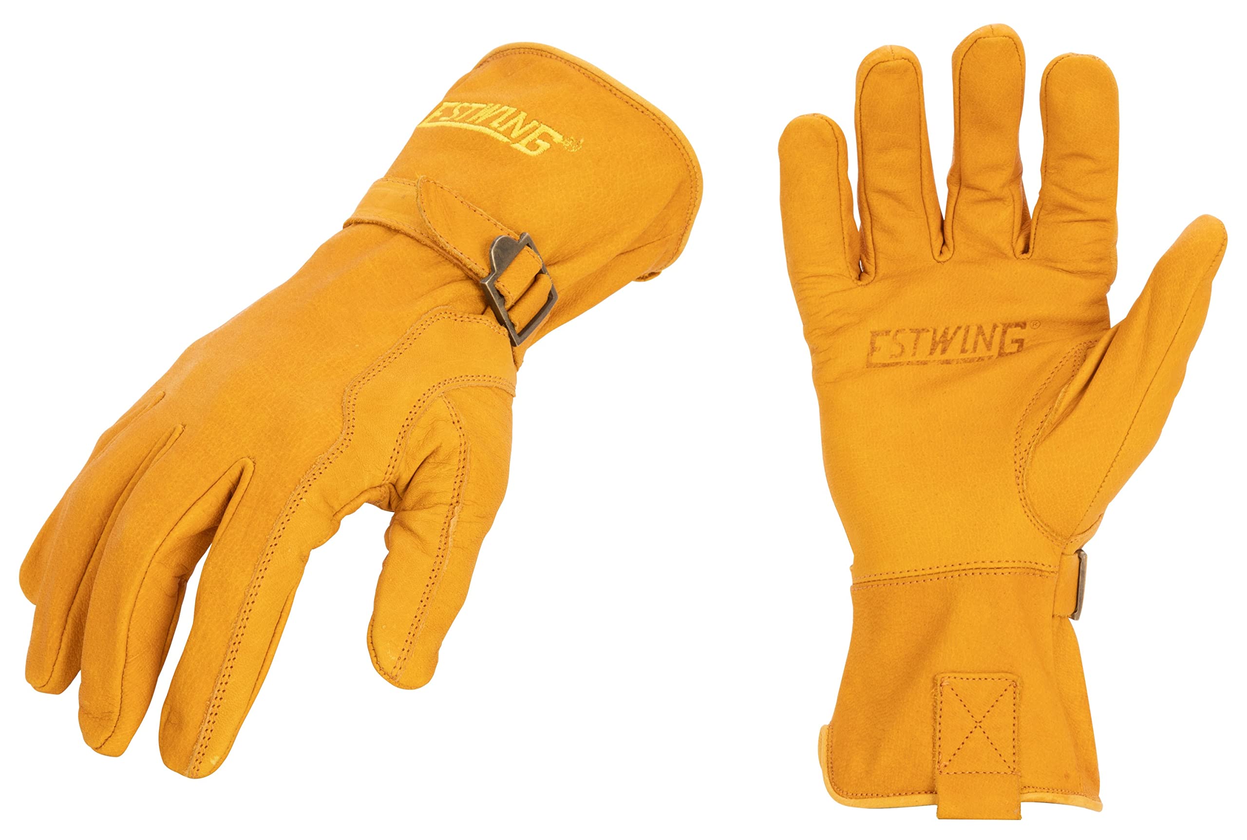 Estwing Classic Leather Driver Work Glove with Adjustable Wrist Strap in Russet Brown