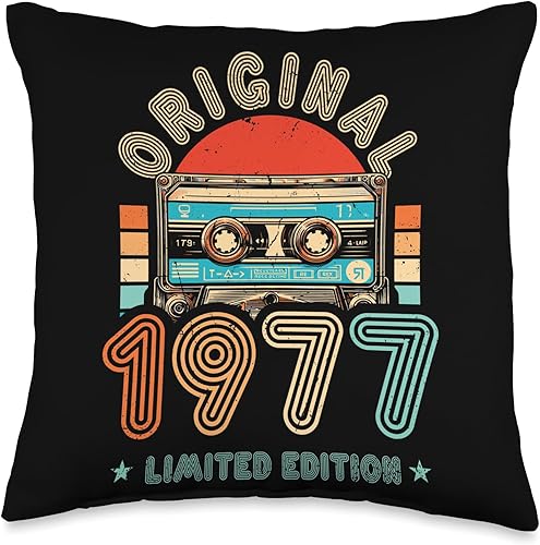 Miniatura 1 de Retro Limited Edition 1977 Cassette Tape 47th Birthday Throw Pillow