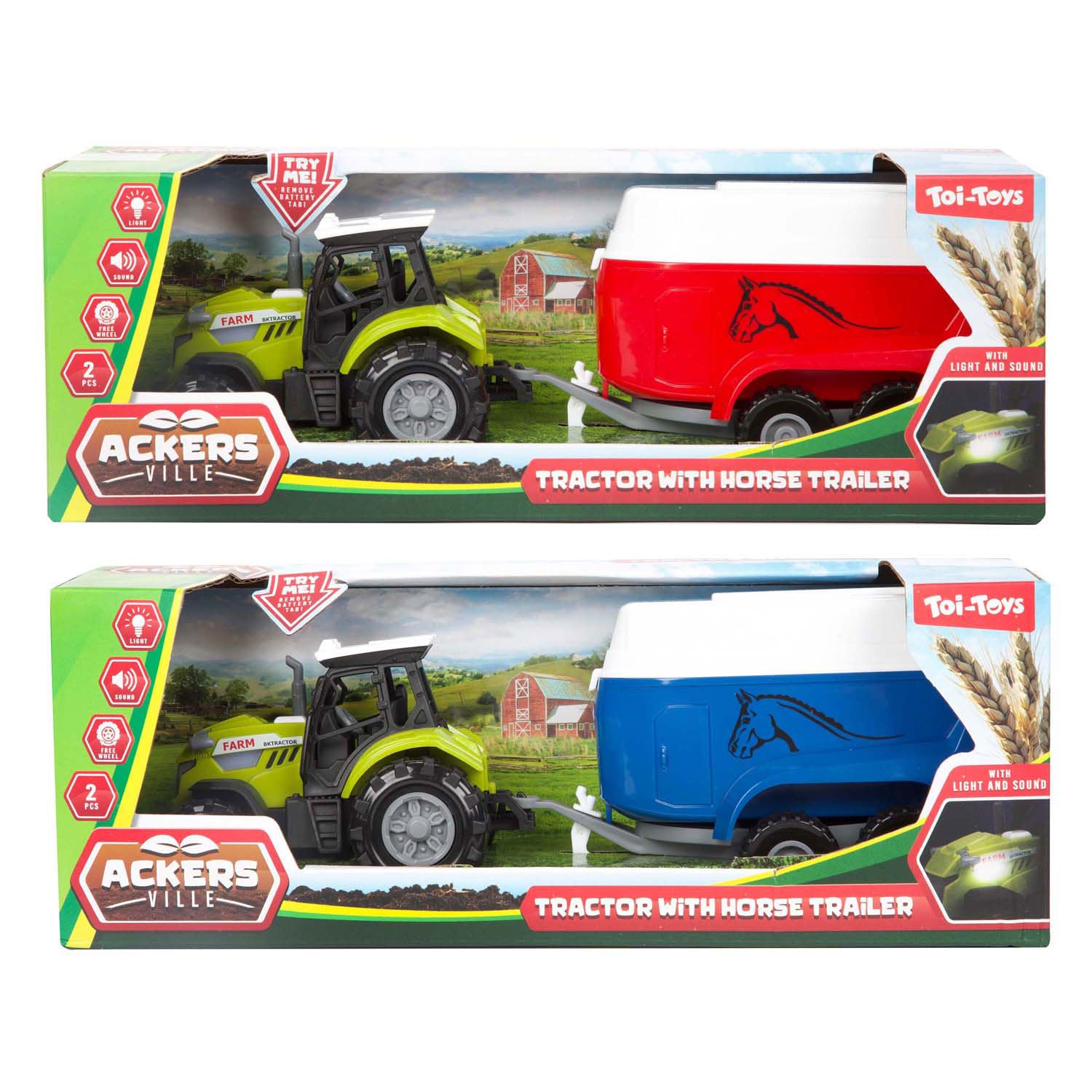 Ackers Ville Tractor and Trailer with Lights and Sounds, 10 cm