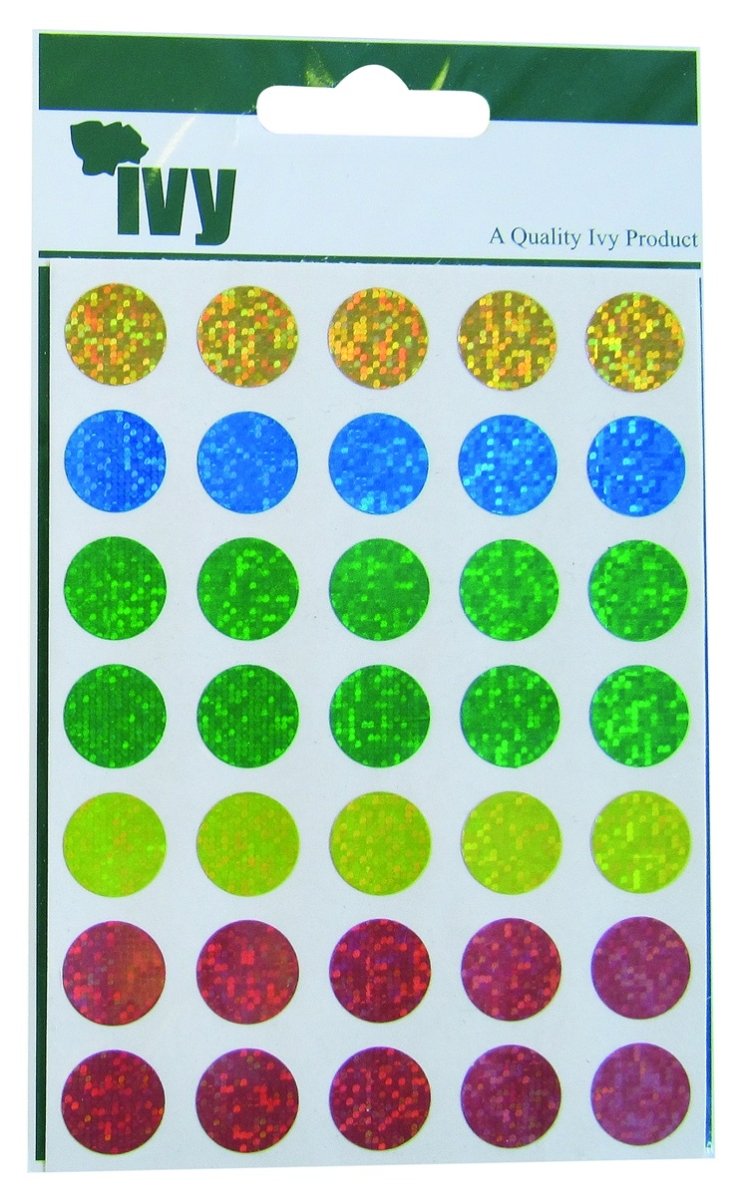Ivy 13Mm Holographic Self Adhesive Round Dot Spot Sticky Labels Circle Stickers (70 Stickers) By